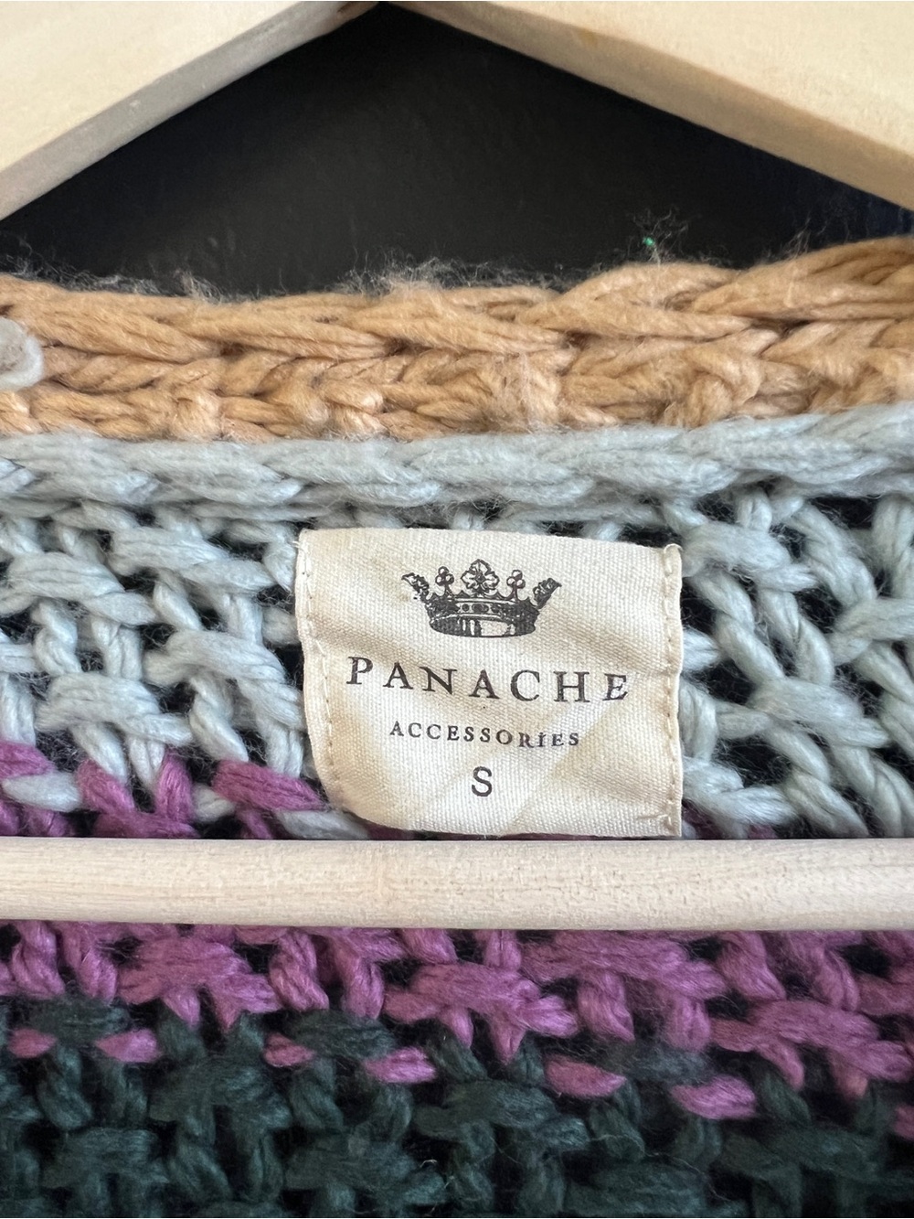 Panache Multicolor Striped Chunky Knit Cardigan with Mustard Trim - Picture 4 of 4